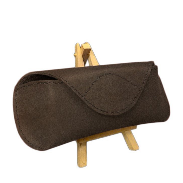 Шкіряний чохол для окулярів із клапаном на магніті Темно-коричневий Crazy Horse, фото №5