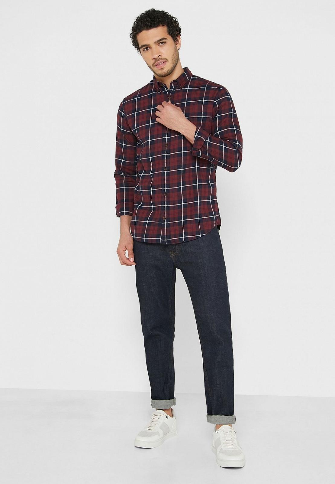 Рубашка Jack & Jones CLASSIC DENVER CHECK L/S STS 12189449 Slim Fit Бордовый M, фото №4
