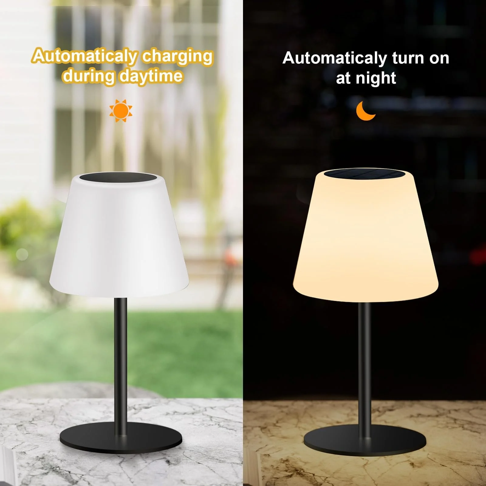 Настільна лампа Solar Outdoor Lamp акумуляторна LED бездротова з регулюванням яскравості Warm White + RGB та датчиком світла, фото №3