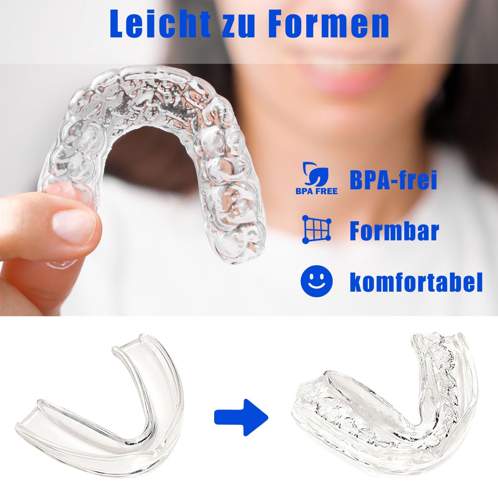 Нічна шина від бруксизму, набір з 4, 2 розміри, багаторазова, гнучка, без BPA, фото №3