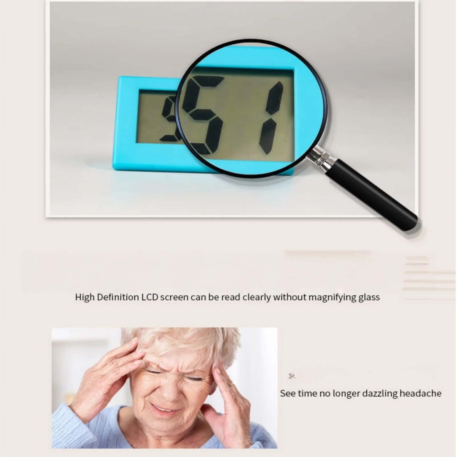 Маленький Цифровой Дорожный Часы Белый, фото №4