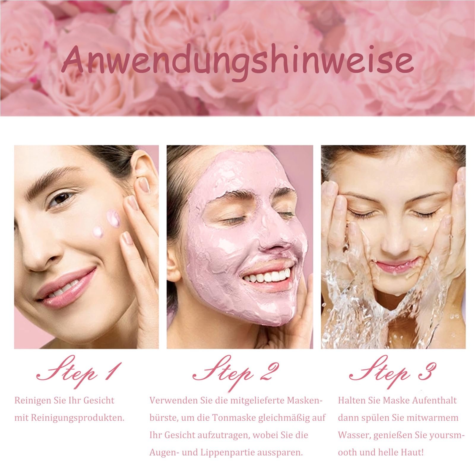 Маска для лица Soleneva для глубокого очищения с ниацинамидом и розой, глиняная маска для ухода за кожей, маска для лица для женщин для сужения пор, увлажняющая маска для всех типов кожи, глиняная маска, фото №7