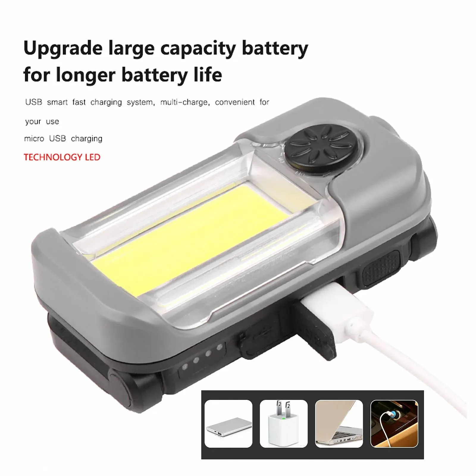 Фонарь XPG Cob Working Light USB Rechargeable Torch Foldable Torch Emergency Camping Lamp Portable Light для кемпинга ABS Материал Черный 10.5 см, фото №2 Фонарь XPG Cob Working Light USB Rechargeable Torch Foldable Torch Emergency Camping Lamp Portable Light для кемпинга ABS Материал Черный 10.5 см, фото №2