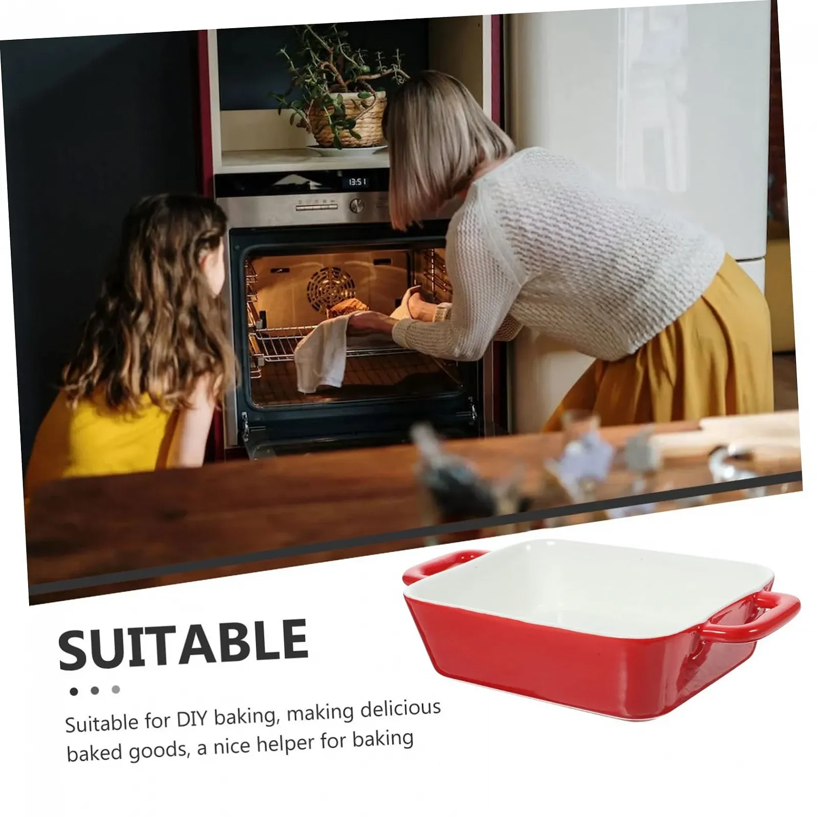 Форма для запекания Mobestech керамическая прямоугольная антипригарная с двойными ручками, фото №6