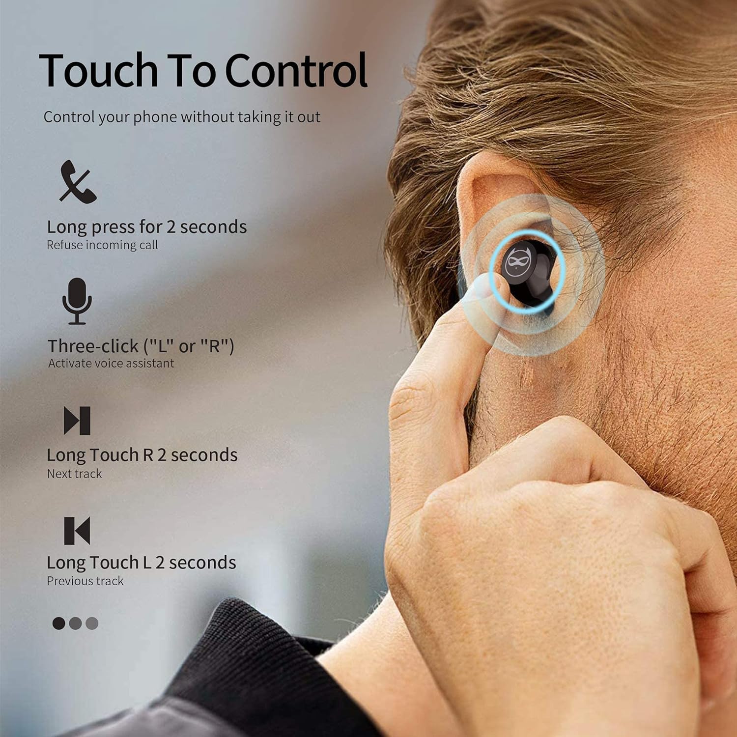 Навушники Togetface In-Ear Bluetooth 5.0 для дітей з мікрофоном та зарядним футляром Водонепроникний Сенсорне управління, фото №3