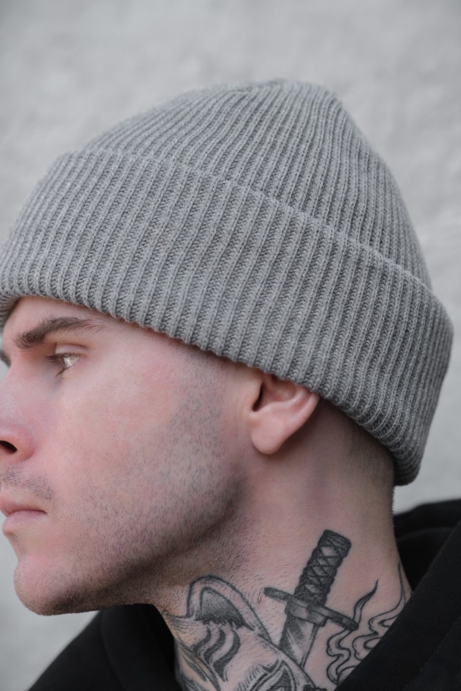 Подовжена трикотажна шапка біні докер Without dominic gray, фото №4
