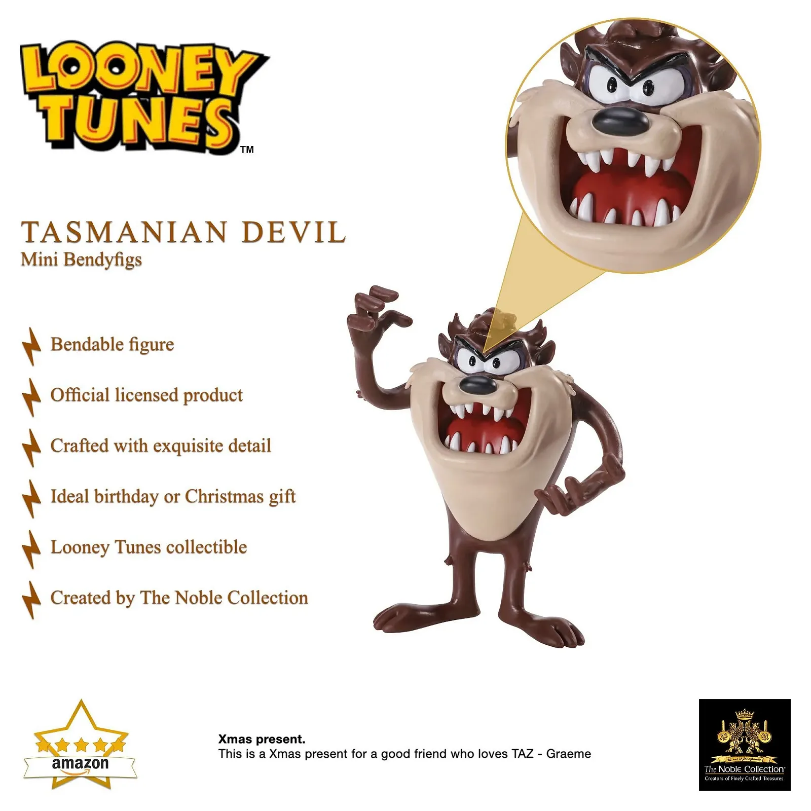 Фигурка The Noble Collection Tasmanian Devil Mini Bendyfig 9 см, фото №2