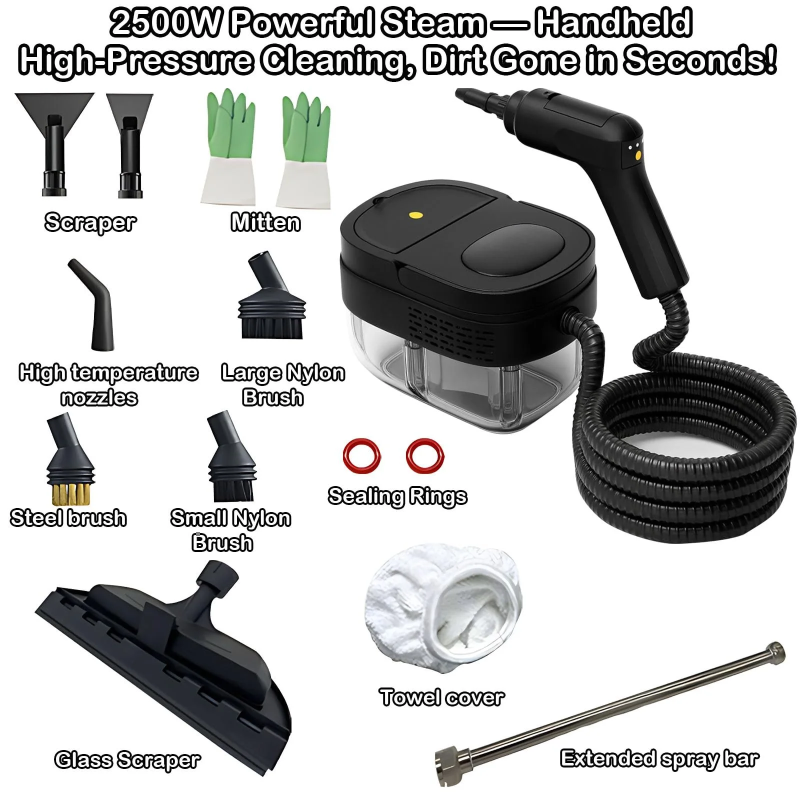 Пароочисник ручний 2500 Вт 105 °C 1100 мл, фото №7 Пароочисник ручний 2500 Вт 105 °C 1100 мл, фото №7