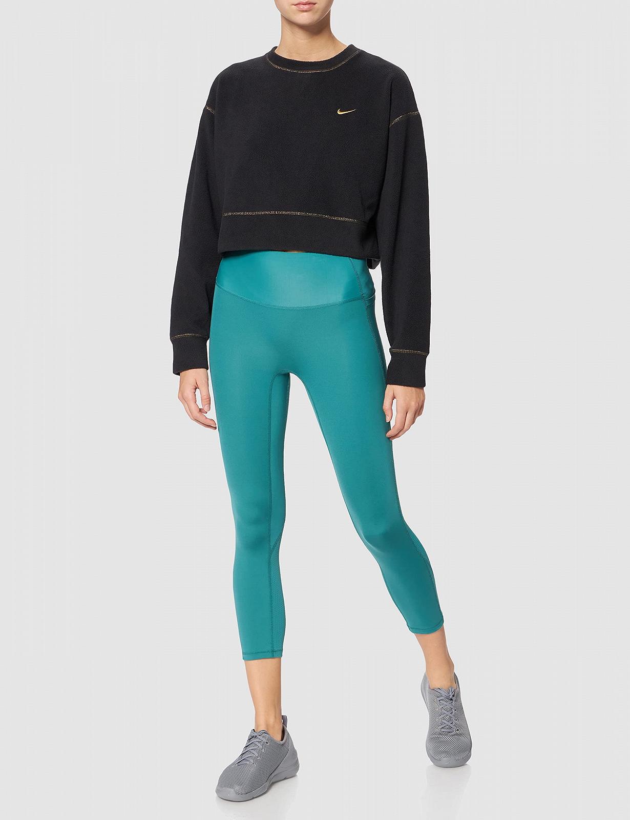 Толстовка Nike W NK ICNCLSH FLC THRMA TOP GD Черный/Золотистый металлик, фото №2