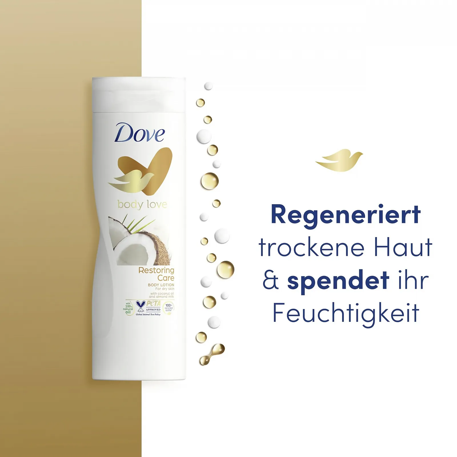 Лосьон для тела Dove Body Love Restoring Care с кокосовым маслом и миндальным молоком для сухой кожи 3 x 400 мл, фото №4 Лосьон для тела Dove Body Love Restoring Care с кокосовым маслом и миндальным молоком для сухой кожи 3 x 400 мл, фото №4
