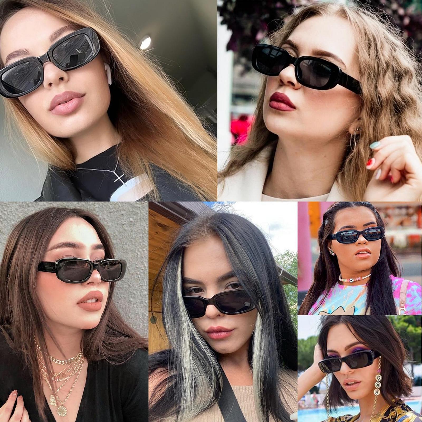 Набор солнцезащитных очков Spetsbst, 10 шт., винтажные, женские, черные, тонкие, прямоугольные, модные, 90-х, фото №7