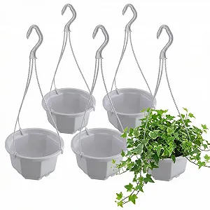 Подвесные горшки для цветов Yardwe пластиковые с крючками, белые, 5 шт. - Фото 1