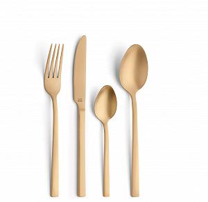Купить Набор столовых приборов B&R PANO PVD, золотой, 16 предметов, на 4 персоны, матовое золото, нержавеющая сталь 18/0 - Фото 1 Набор столовых приборов B&R PANO PVD, золотой, 16 предметов, на 4 персоны, матовое золото, нержавеющая сталь 18/0 - Фото 1