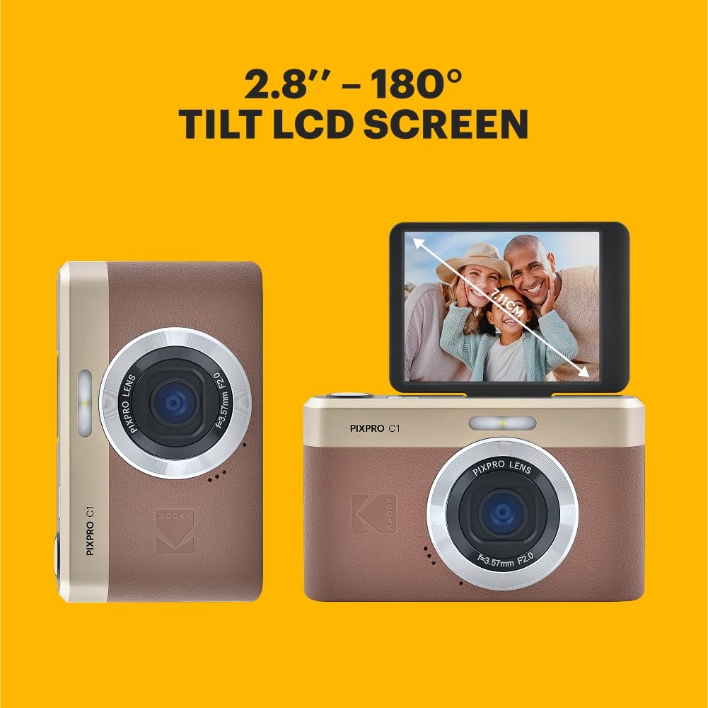 Цифровая камера KODAK Pixpro C1 Ultra Compact 13MP BSI CMOS, 4X Zoom, 7.1 cm LCD экран, LED вспышка - Marron, фото №4