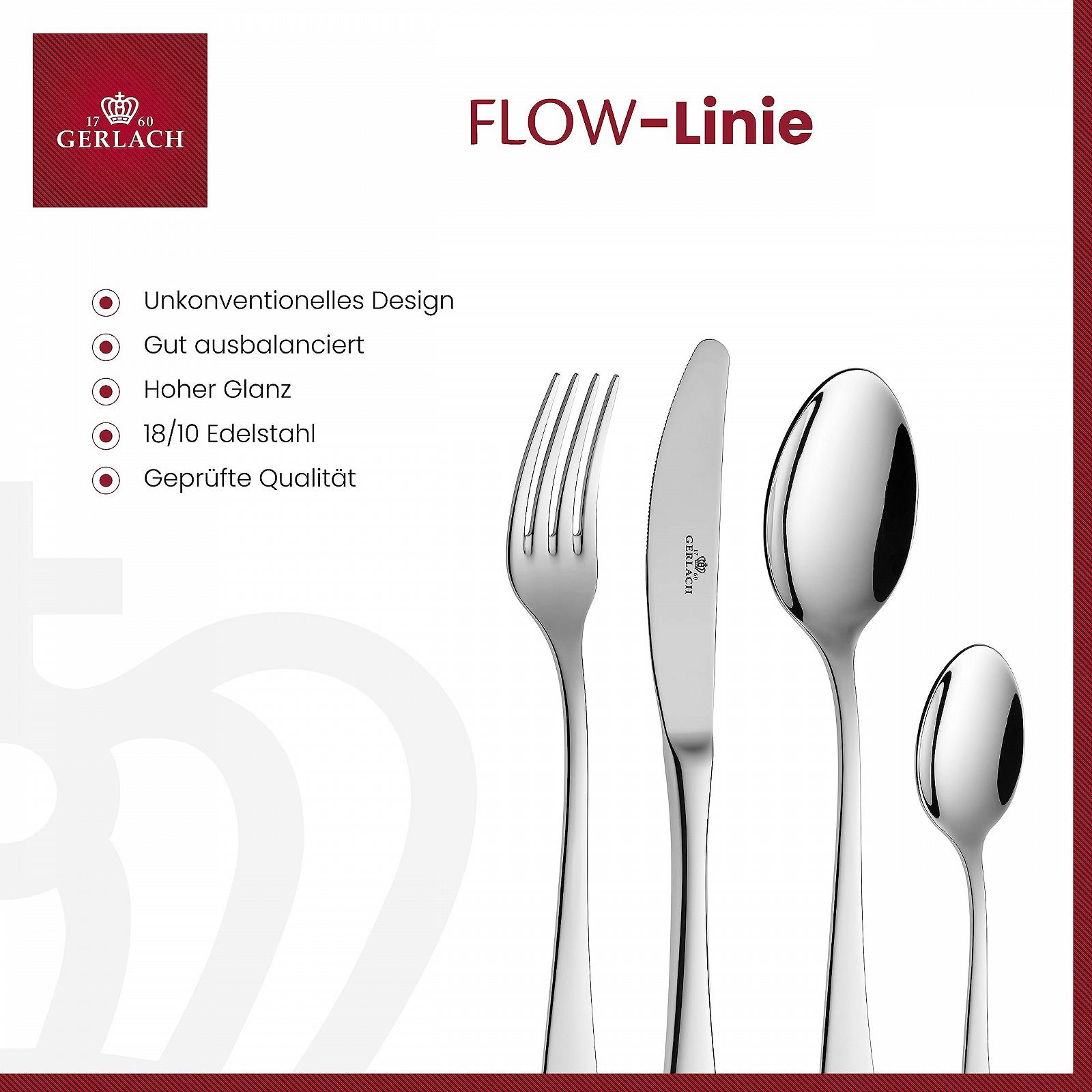 Набір столових приборів Gerlach Flow для 6 осіб 24 шт Срібний, фото №2 Набір столових приборів Gerlach Flow для 6 осіб 24 шт Срібний, фото №2