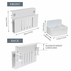 Настольный органайзер для стола Держатель ПК Подвесной стальной органайзер для стола Без сверления Кабельный канал Держатель кабеля с держателем для ручек для офиса дома (одинарный слой белый) synthetic.ua - Фото 1