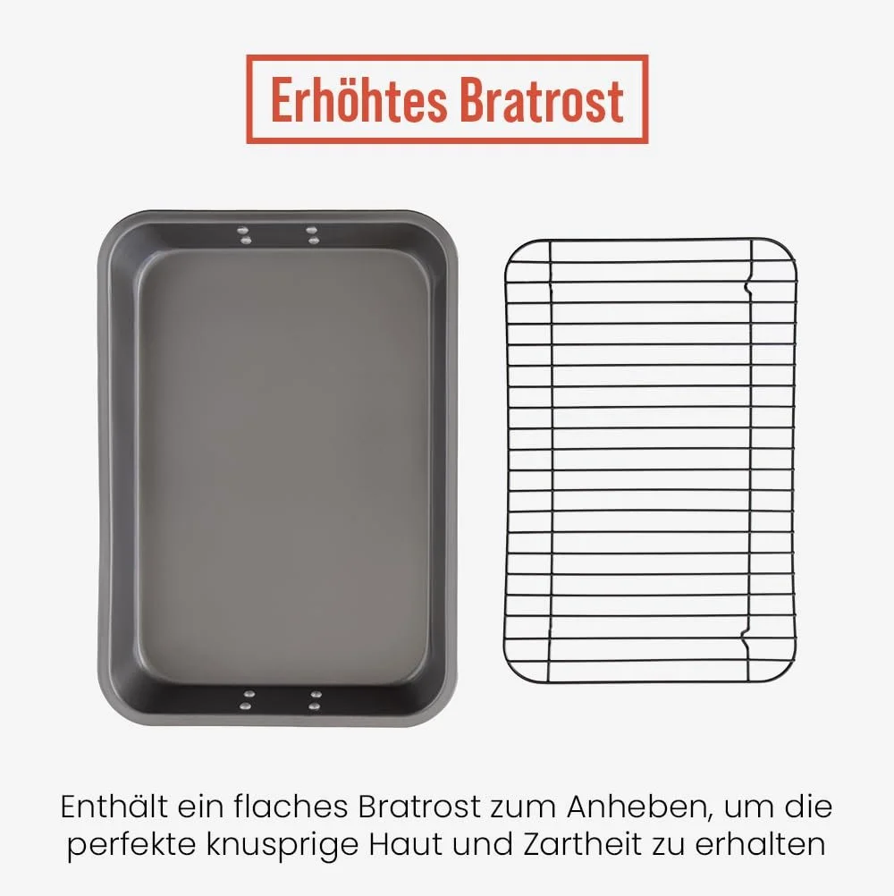 Форма для запекания Chef Pomodoro С решеткой и поддоном для жира, антипригарная 41 x 28 см Серая, фото №3 Форма для запекания Chef Pomodoro С решеткой и поддоном для жира, антипригарная 41 x 28 см Серая, фото №3