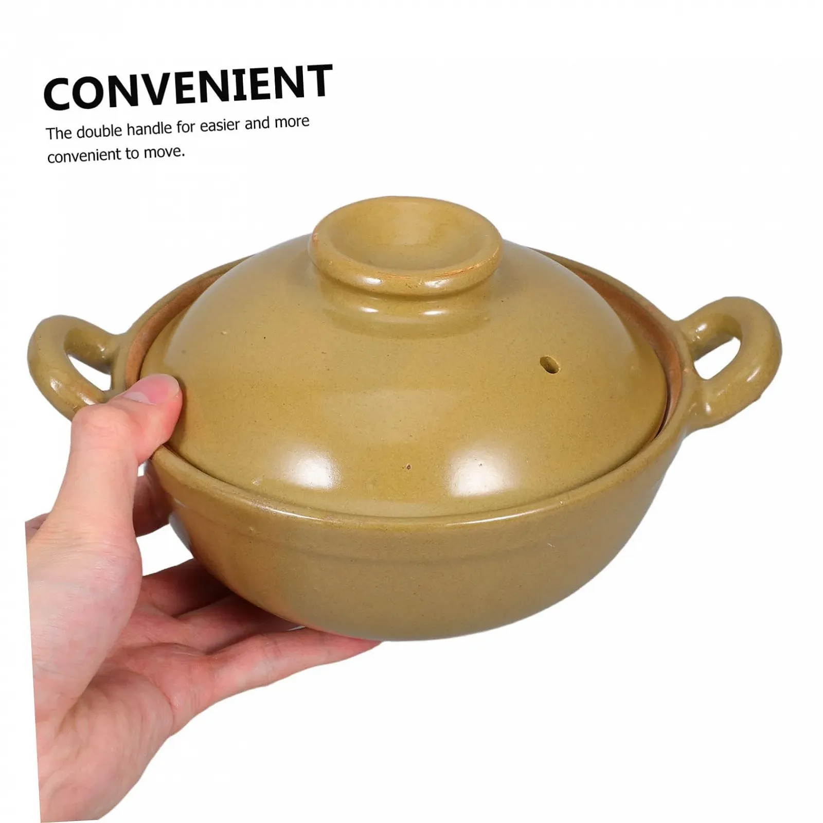 Каструля-жаровня глиняна з подвійними ручками антипригарна для супів та рису, фото №3