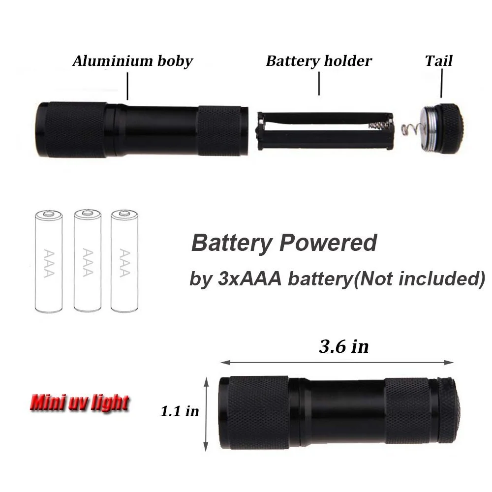 Мини УФ светодиодный портативный фонарик POCKETMAN 395 нм - водонепроницаемый детектор мочи домашних животных, фальшивых денег и пятен для ковров, одежды, ювелирных изделий, фото №4