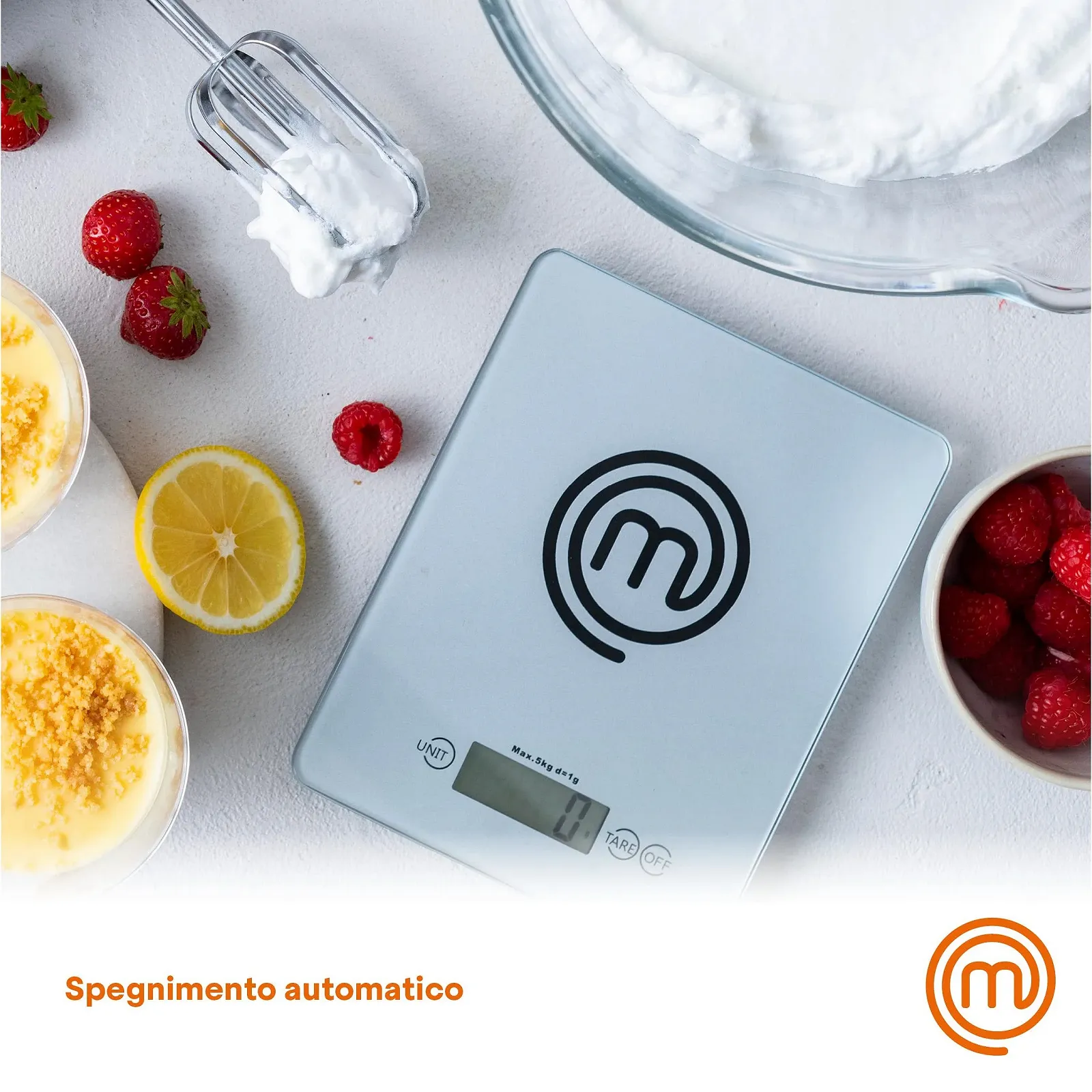 Цифрові кухонні ваги MasterChef 5 кг загартоване скло Сріблясті, фото №5