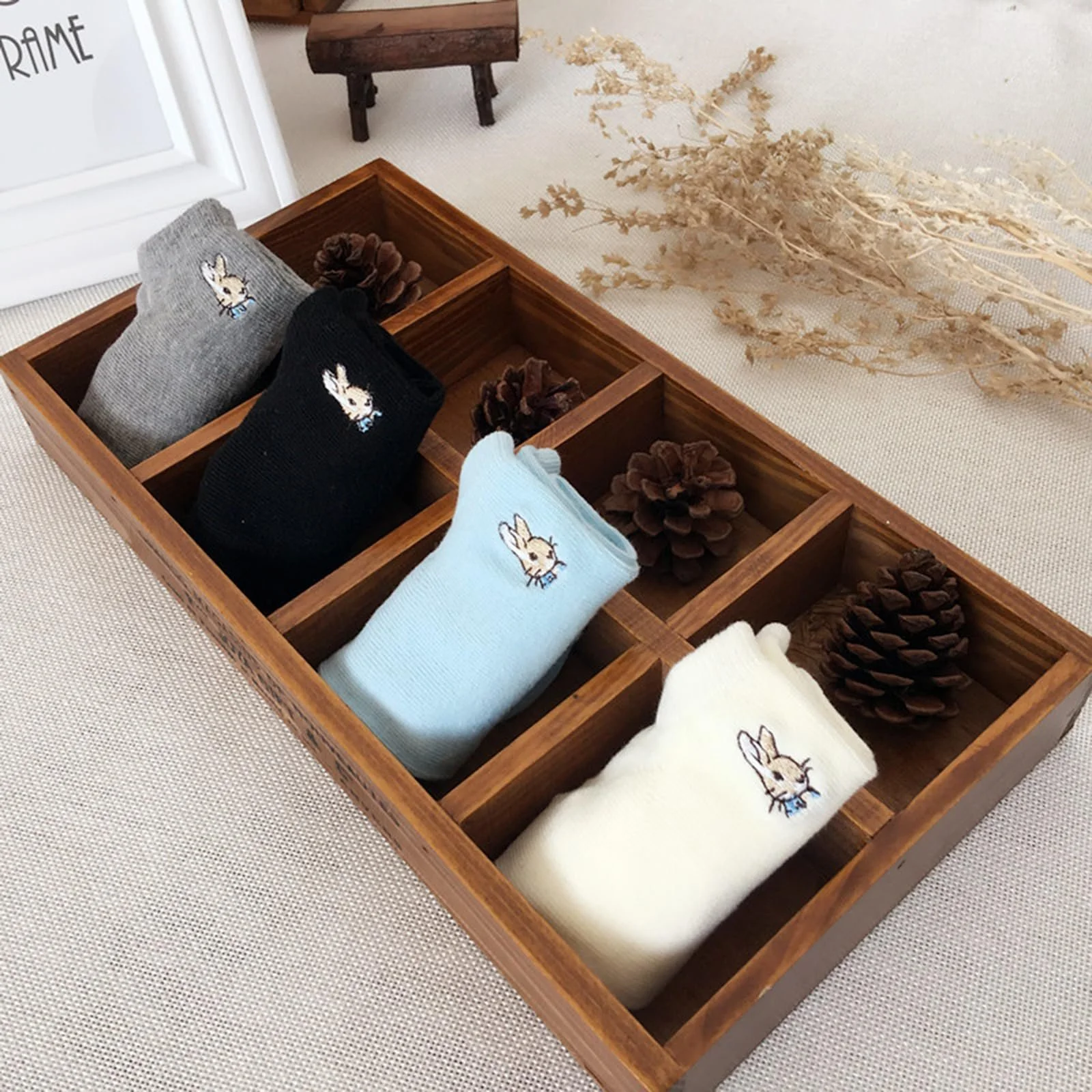 4 пари жіночих шкарпеток з вишивкою кролика, короткі бавовняні шкарпетки, фото №9