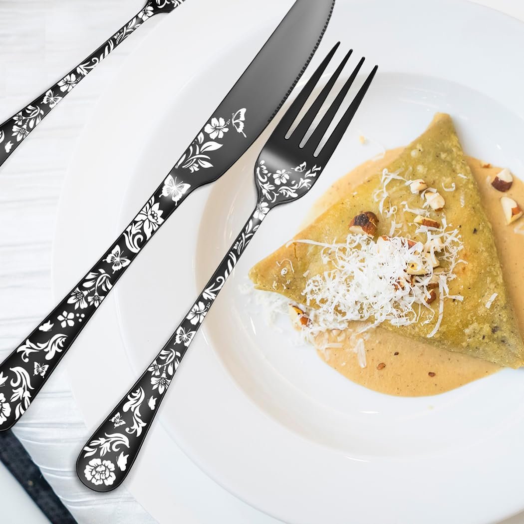 Набор столовых приборов XIAOYU 5 предметов, черный, пищевая нержавеющая сталь, фото №7 Набор столовых приборов XIAOYU 5 предметов, черный, пищевая нержавеющая сталь, фото №7