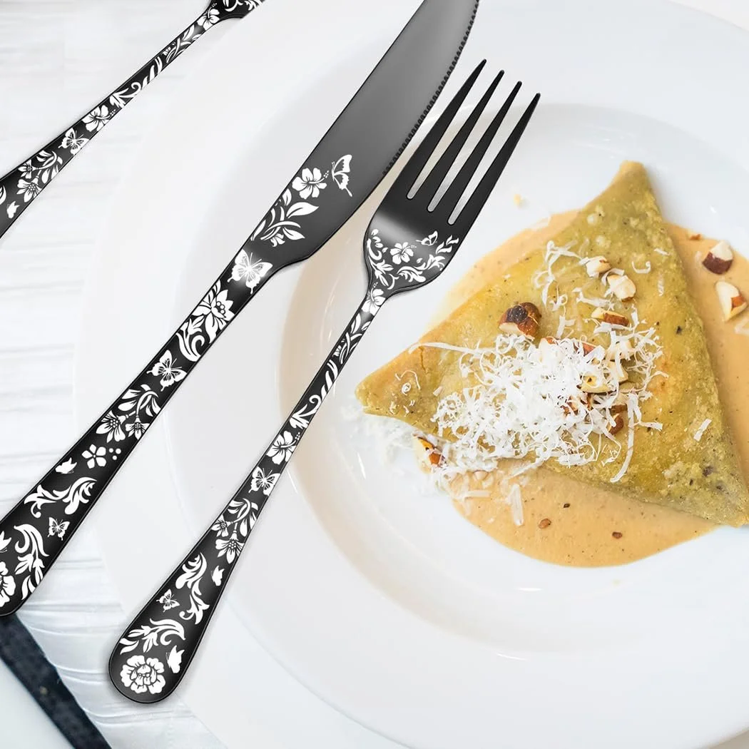 Набор столовых приборов XIAOYU 5 предметов, черный, пищевая нержавеющая сталь, фото №7 Набор столовых приборов XIAOYU 5 предметов, черный, пищевая нержавеющая сталь, фото №7