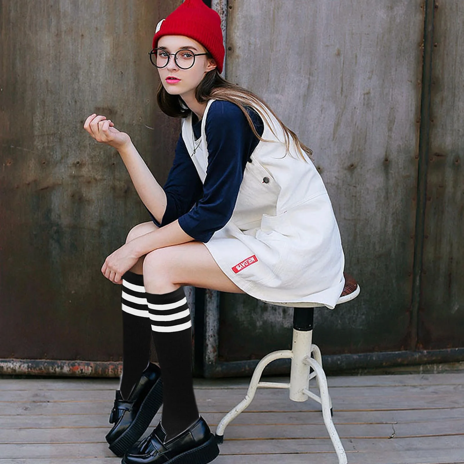 Женские гольфы в полоску (разноцветные), 3 пары, фото №6