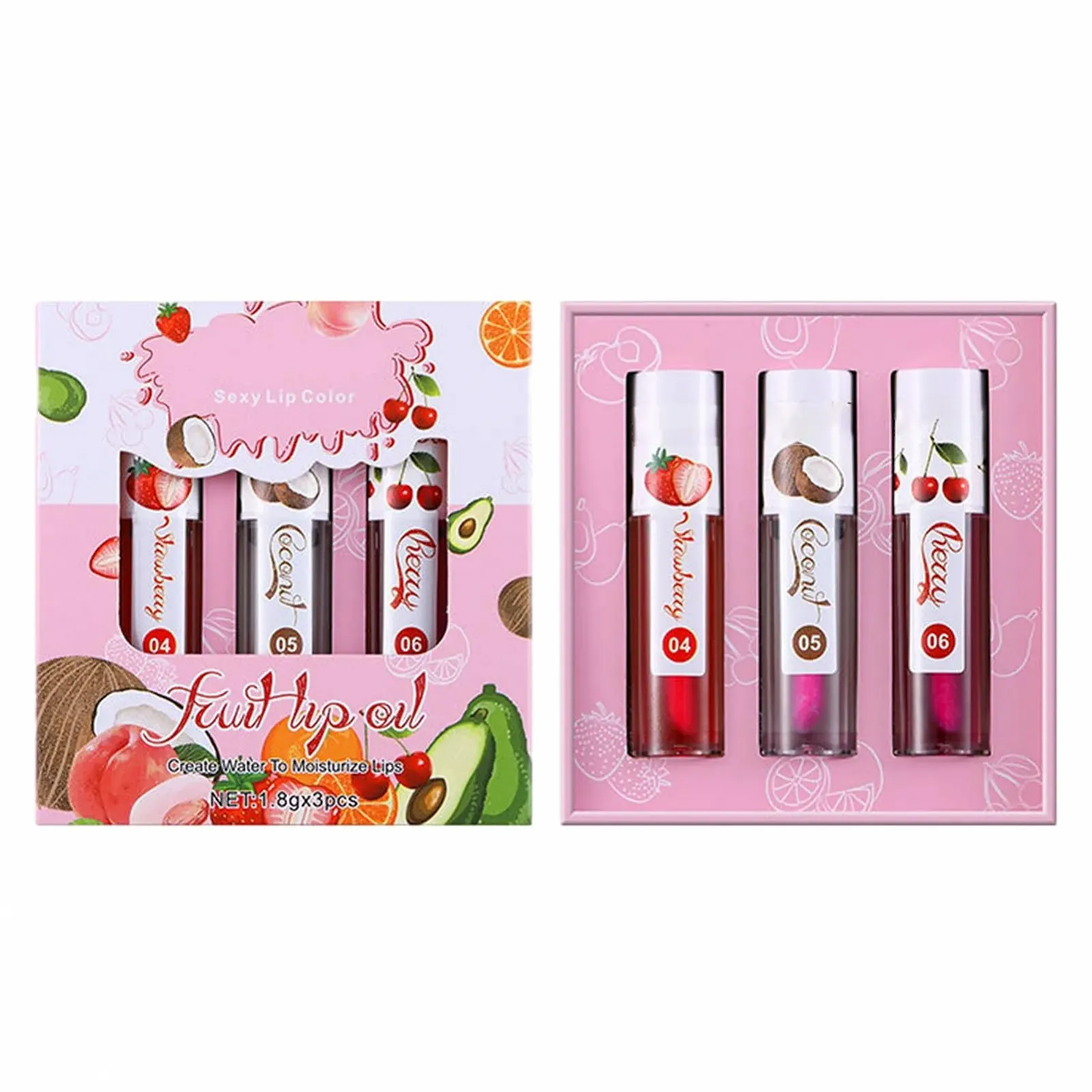 Масло для увеличения губ - Блеск для губ с изменяющимся цветом - Увлажняющее и питательное масло-блеск для губ, набор из 3 фруктовых масел для губ с оттенком, долговременный, фото №1 Масло для увеличения губ - Блеск для губ с изменяющимся цветом - Увлажняющее и питательное масло-блеск для губ, набор из 3 фруктовых масел для губ с оттенком, долговременный, фото №1