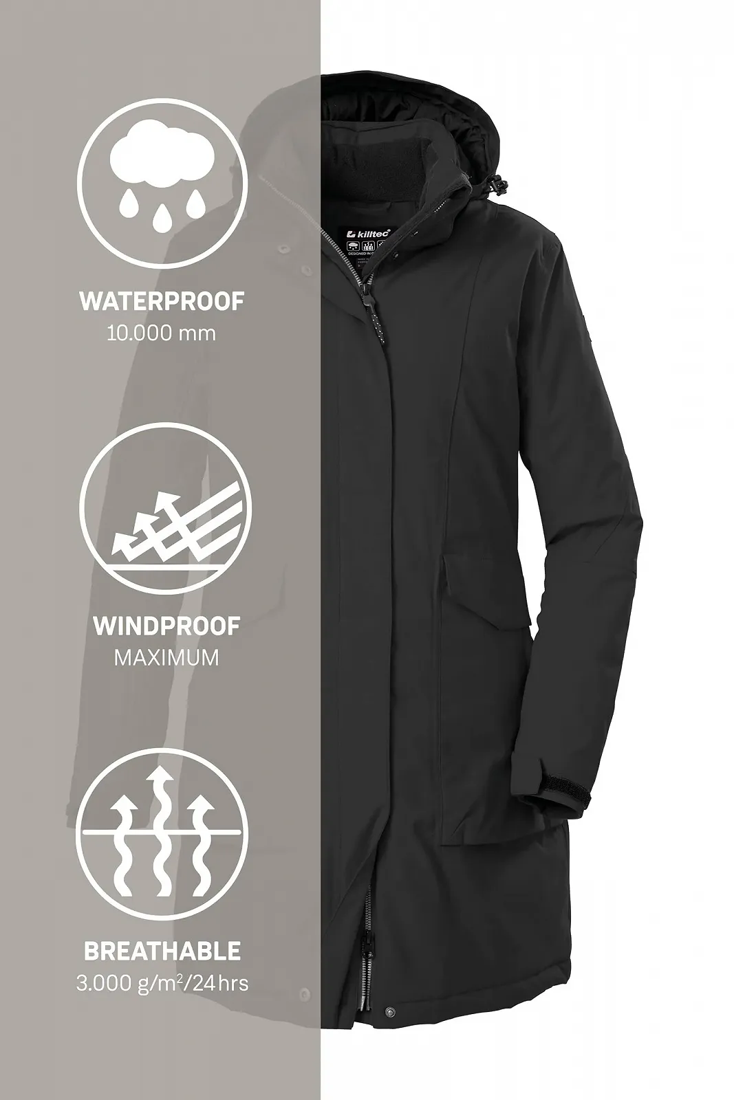 Жіноча функціональна парка Killtec Водонепроникна Знімний капюшон, фото №6