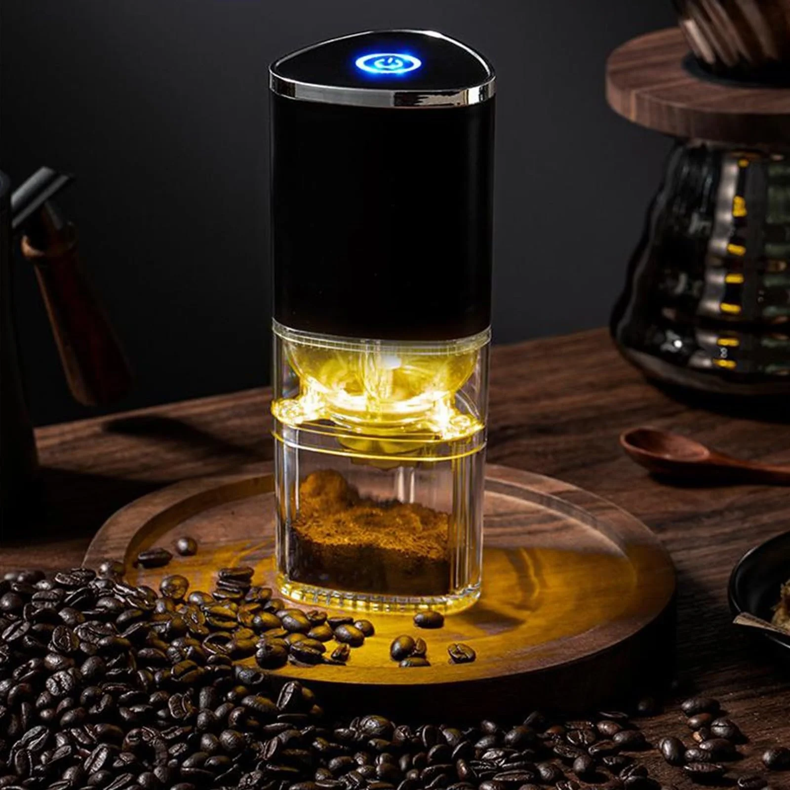 Беспроводная керамическая кофемолка, Черный, фото №9