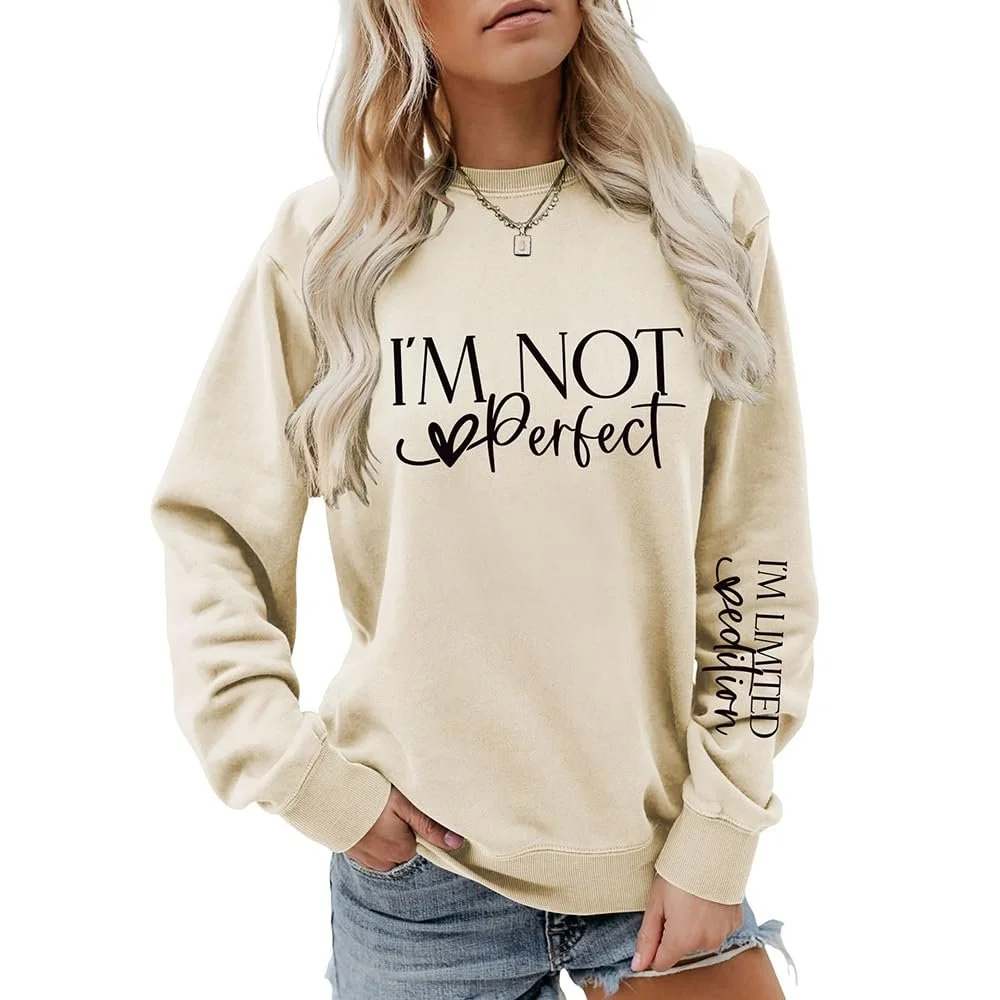 Женский свитшот MLZHAN I'm Not Perfect с круглым вырезом, длинными рукавами I 'm Limited Casual Streetwear Top, фото №1