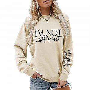 Женский свитшот MLZHAN I'm Not Perfect с круглым вырезом, длинными рукавами I 'm Limited Casual Streetwear Top - Фото 1