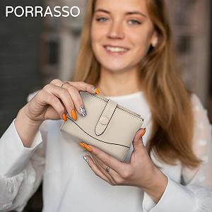 Кошелек PORRASSO Женский Маленький Модный Кожаный PU Держатель Кредитных Карточек Бежевый synthetic.ua - Фото 1