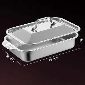 Форма для лазаньи 4 предмета из нержавеющей стали 304 с крышкой и ручками Cool-Touch 45,7 x 27,9 см synthetic.ua - Фото 1