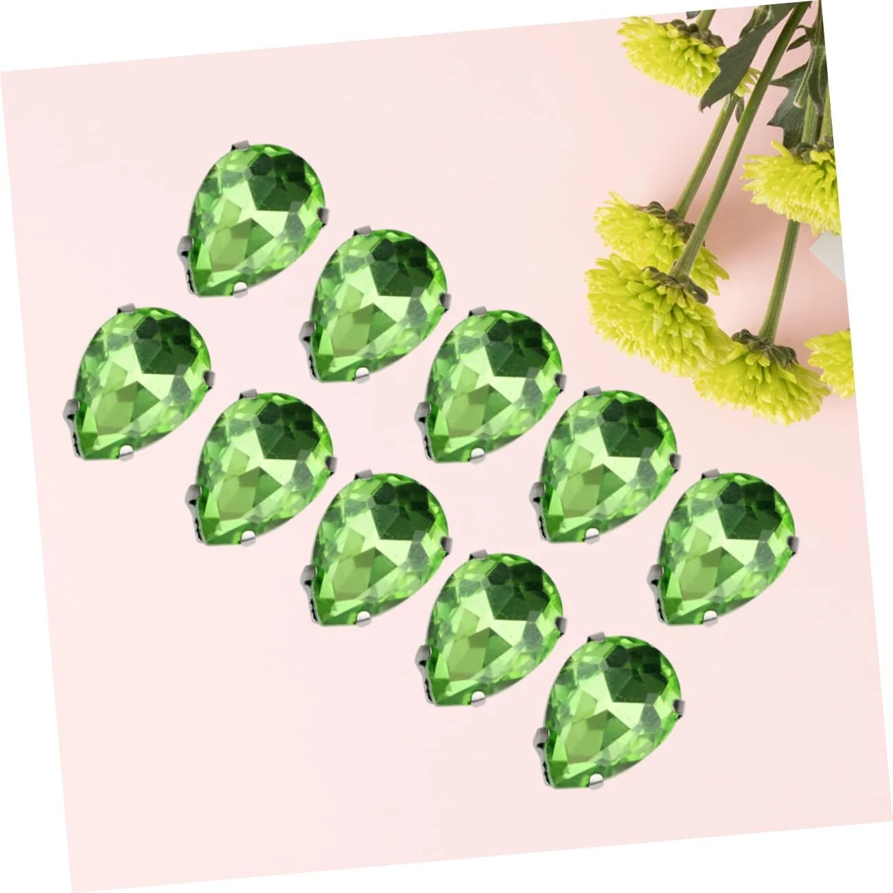 Стразы Водяные капли Tofficu, светло-зеленые, 50 шт., фото №8