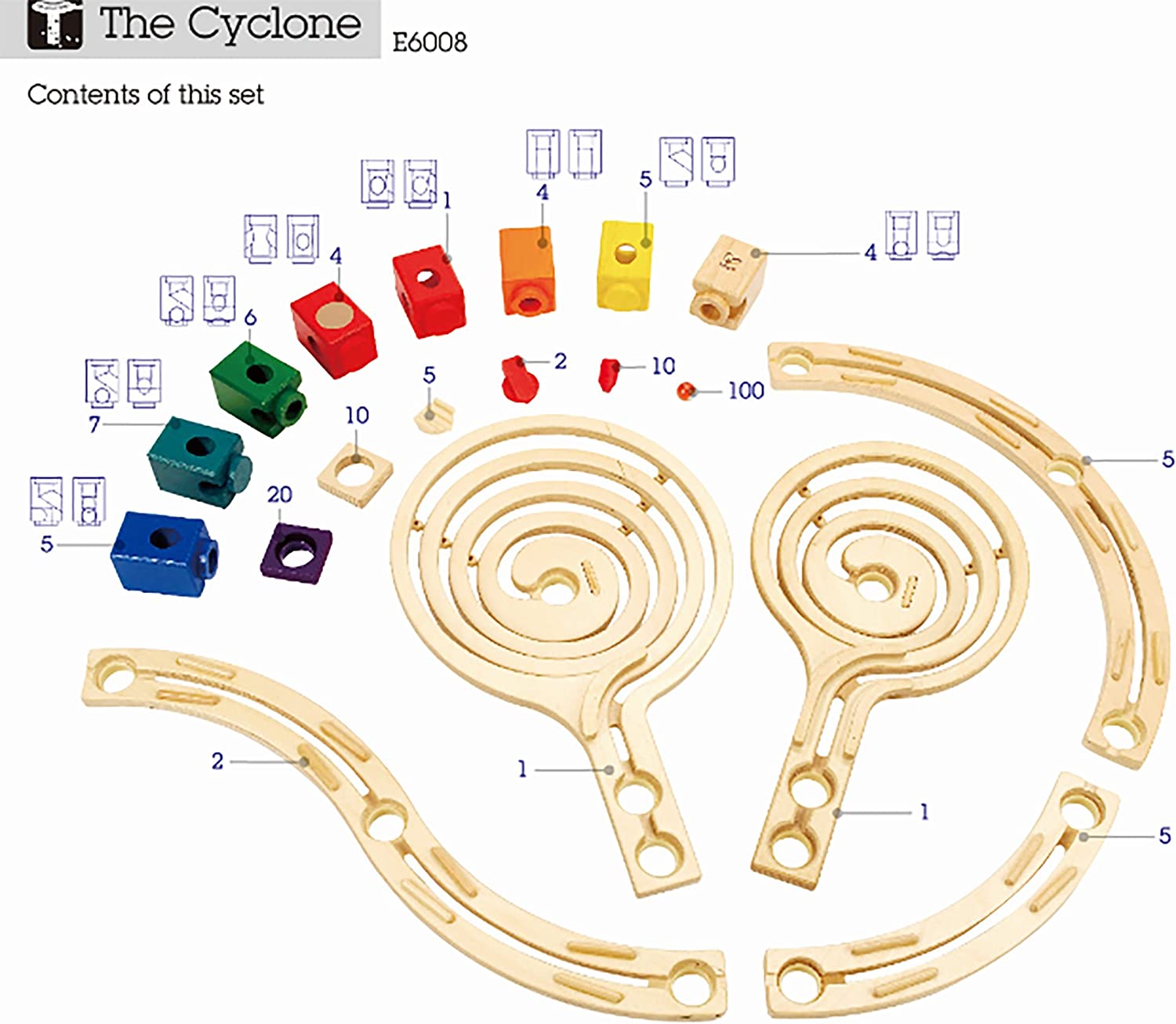Конструктор-лабиринт Hape Quadrilla Wood Marble Award The Cyclone, фото №7