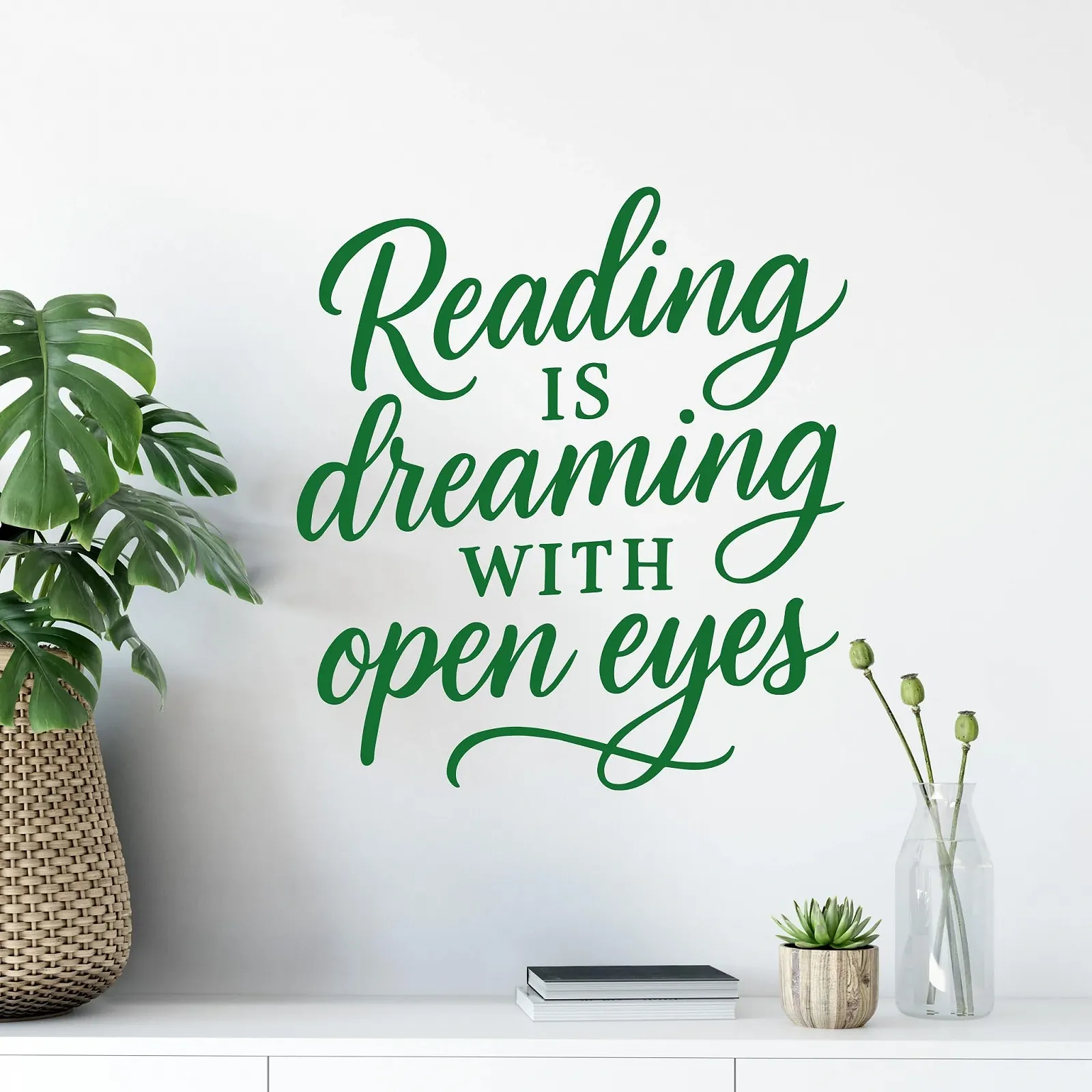 Наклейка на стіну Reading is dreaming with open eyes 30 см, фото №1 Наклейка на стіну Reading is dreaming with open eyes 30 см, фото №1