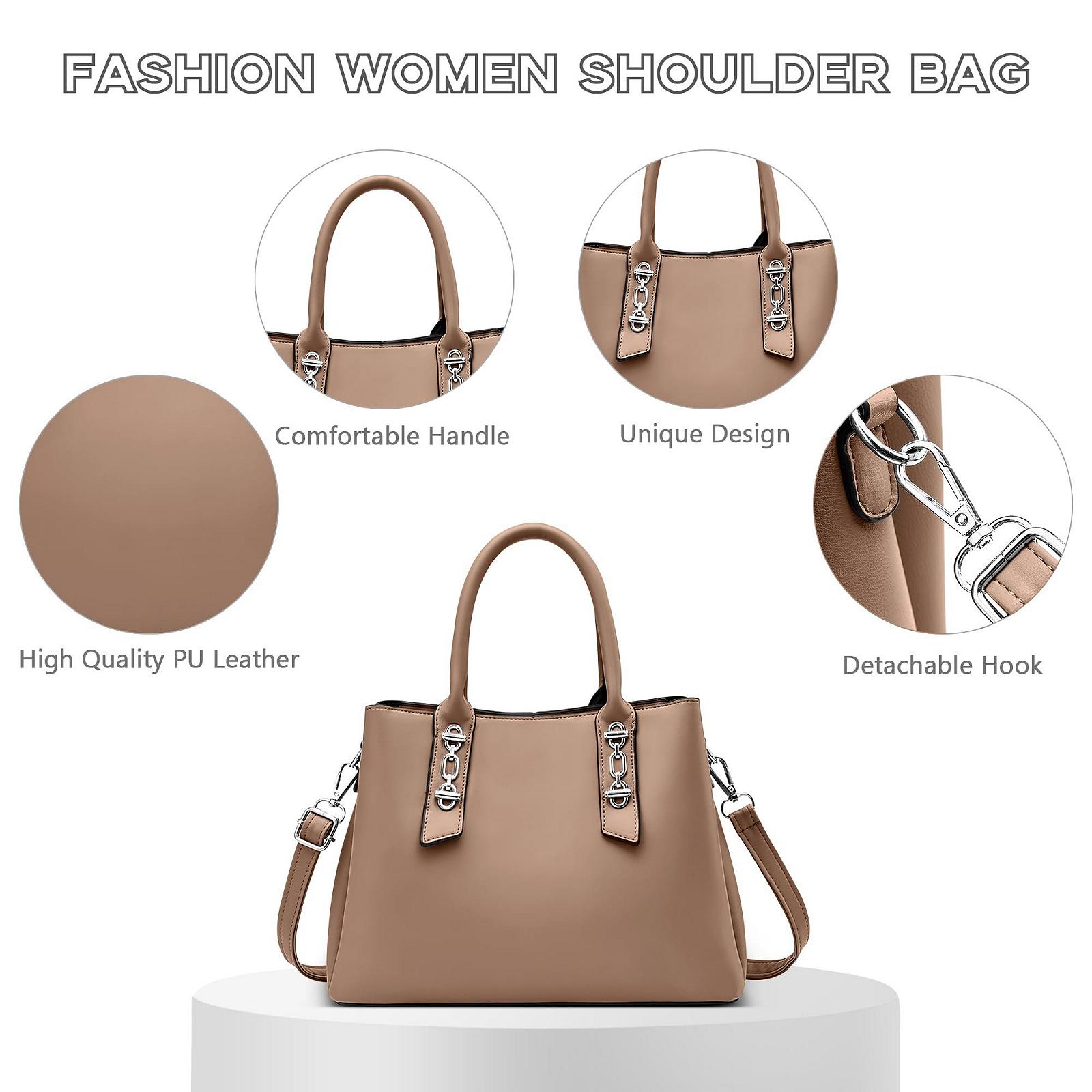 Сумка POSSOBAG жіноча, проста, з PU шкіри, з кількома кишенями, з верхньою ручкою, колір хакі, фото №6