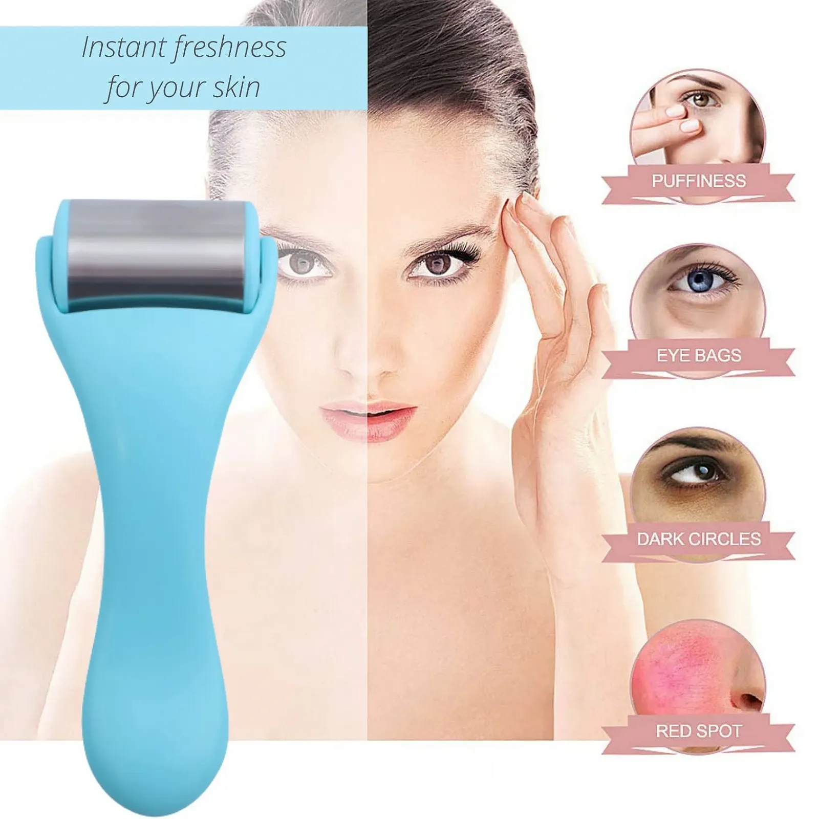 Ролик для обличчя крижаний з нержавіючої сталі 304, холодний масажер для обличчя, фото №8