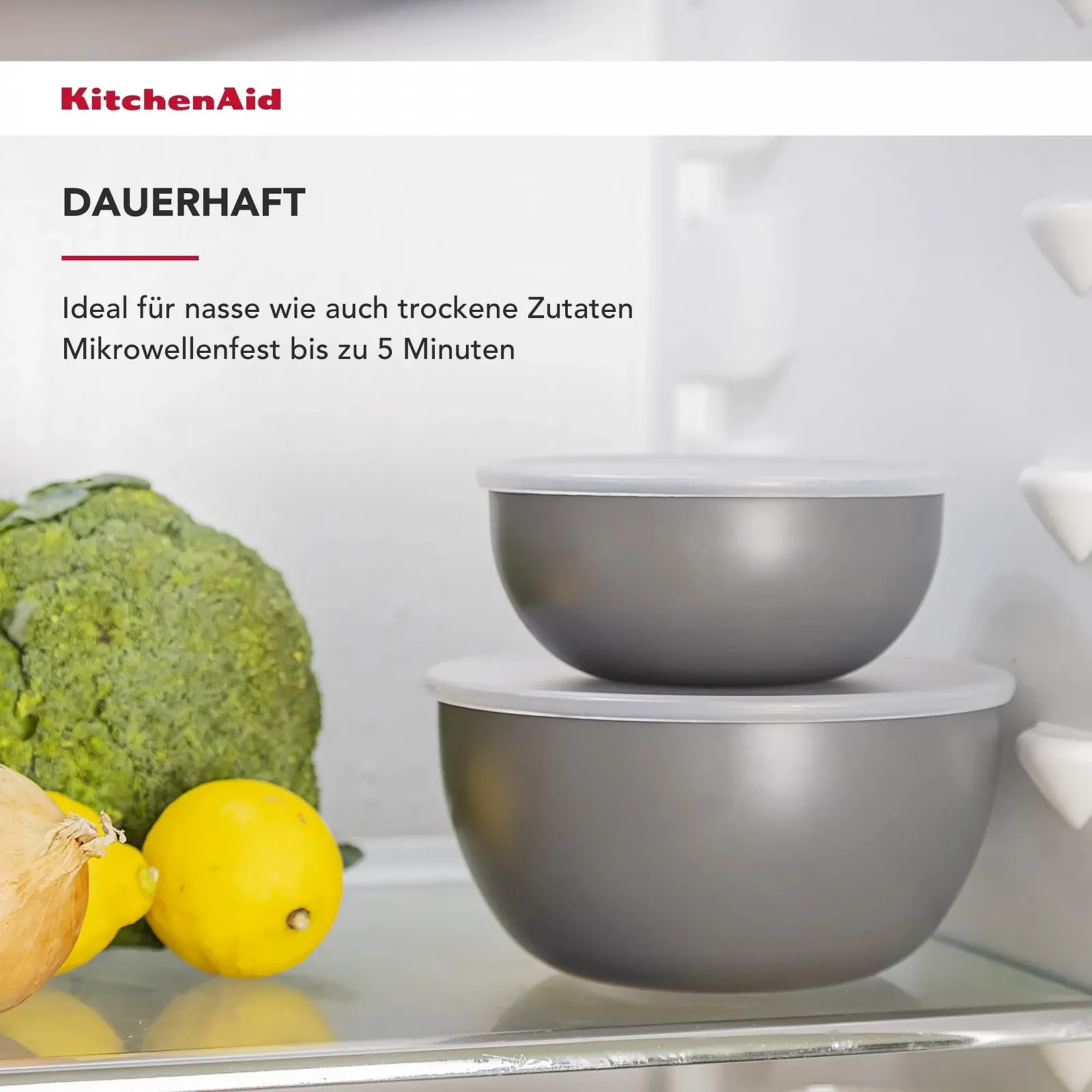 Набор мисок для приготовления еды KitchenAid из 4 шт. с крышками угольно-серый, фото №4 Набор мисок для приготовления еды KitchenAid из 4 шт. с крышками угольно-серый, фото №4