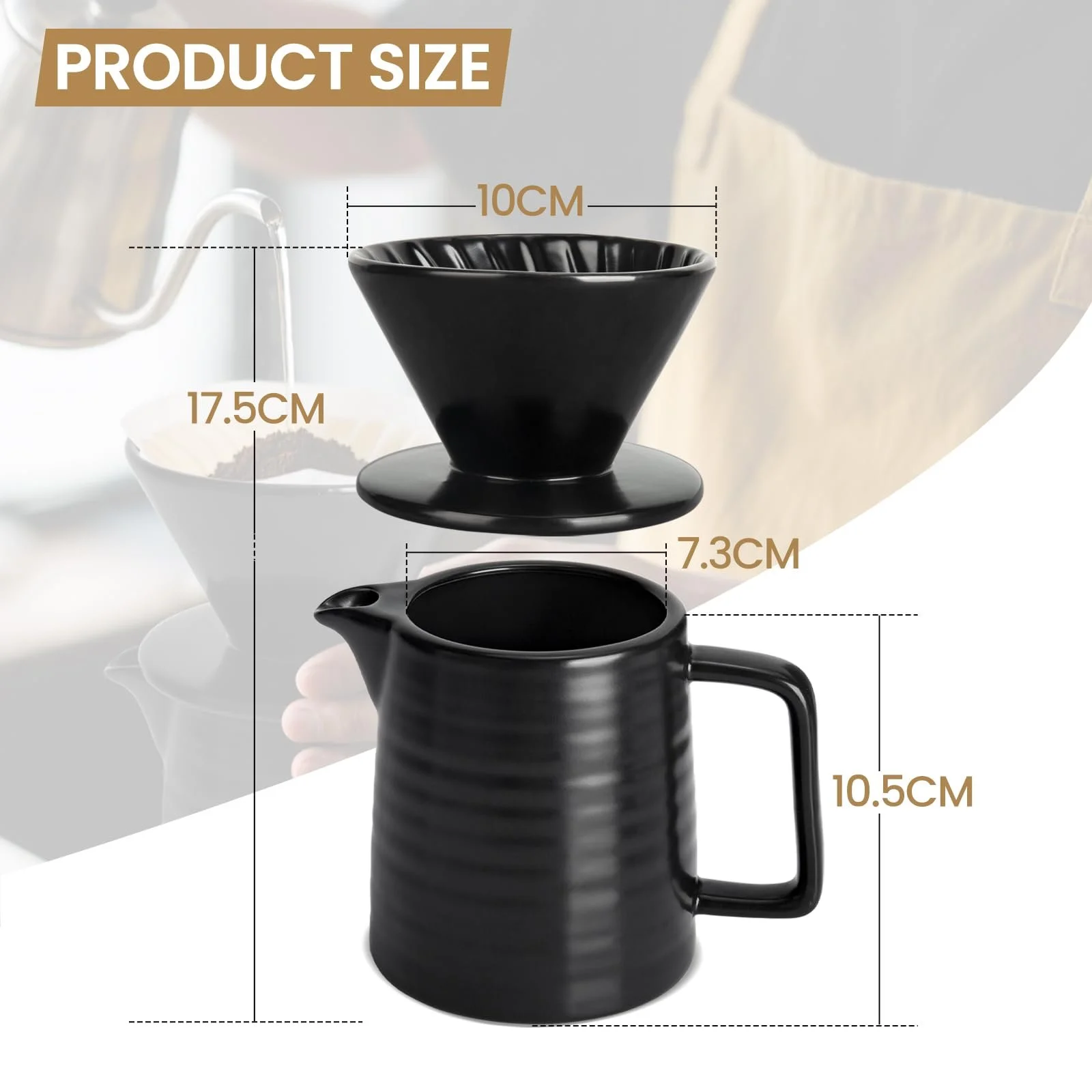 Кавоварка з порцеляновим фільтром, 500 мл, з керамічною чашкою, фото №2