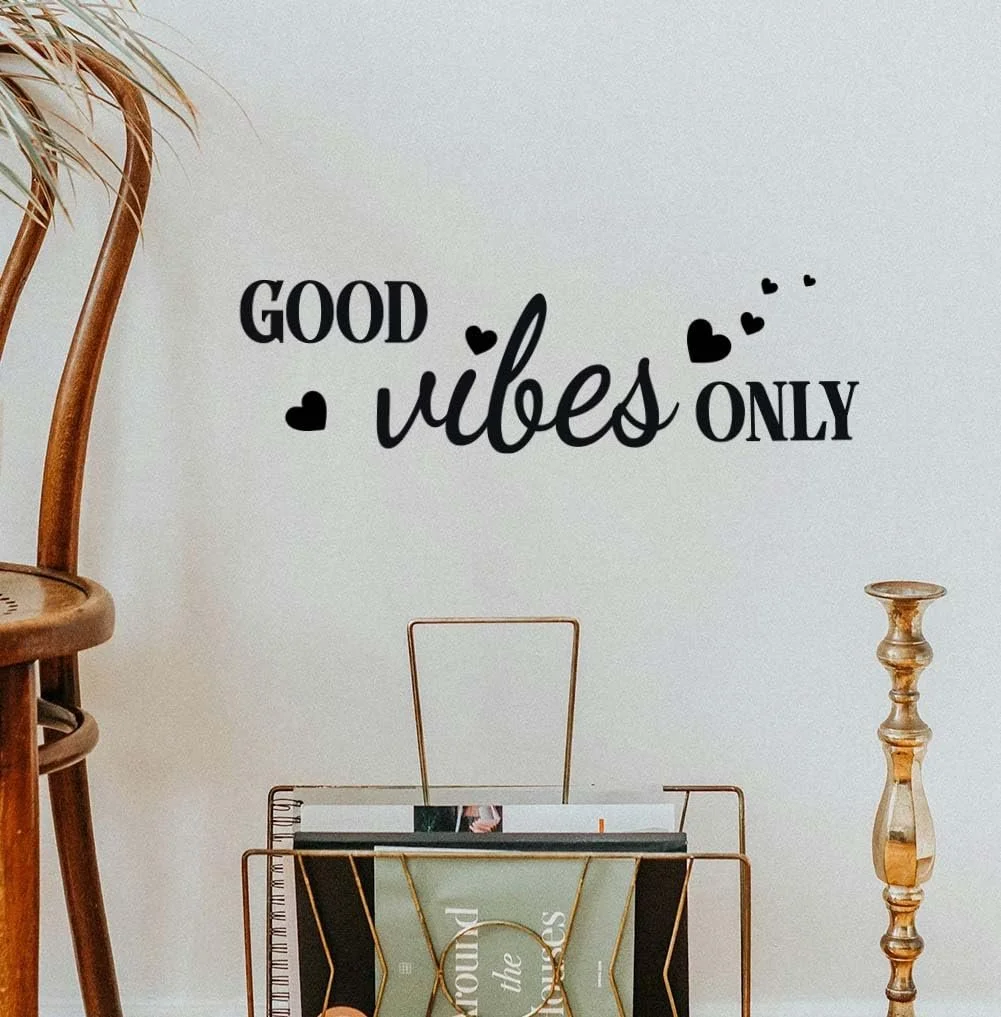 Наклейка на стіну SUPERDANT Good Vibes Only Чорний вініл 54,5 x 17 см Чорний, фото №5