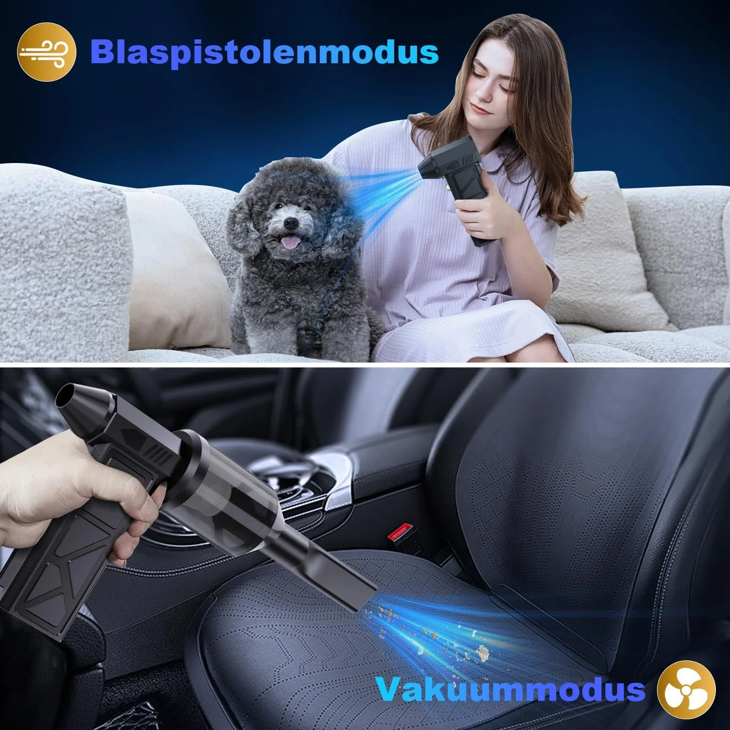 Мини-воздуходувка и пылесос 2 в 1 HSSNS Аккумуляторная 150000 об/мин 4 скорости 10000 мАч, фото №3