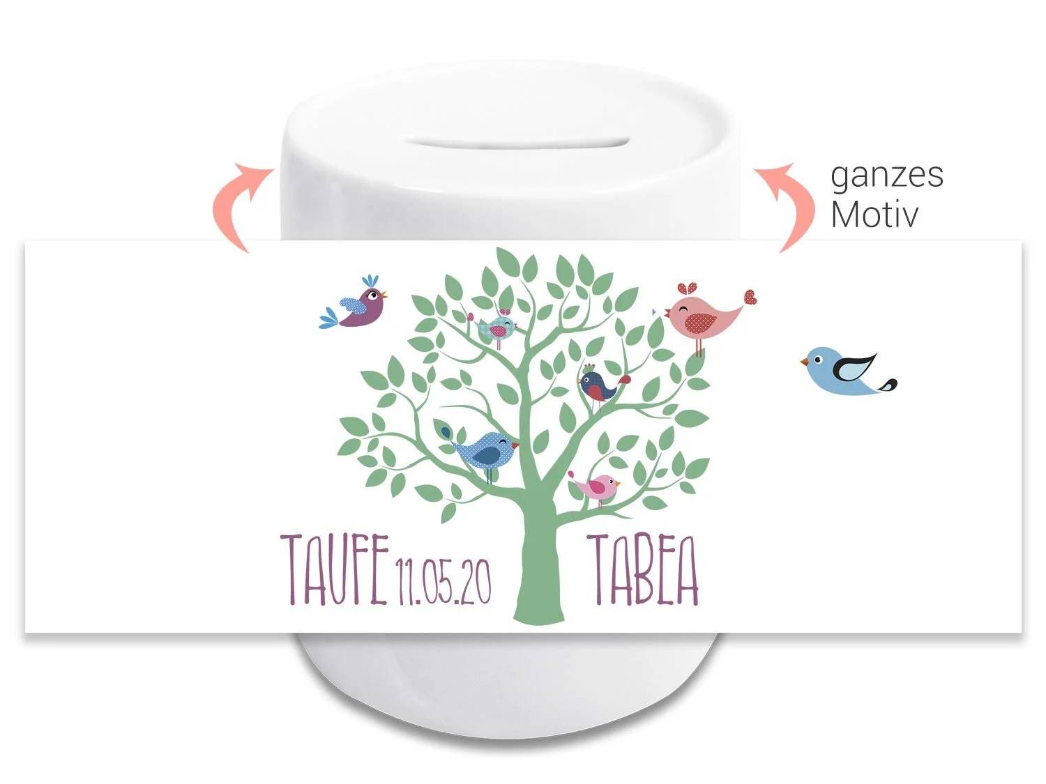 Скарбничка GRAZDesign Хрещення керамічна Дерево з птахами, фото №2