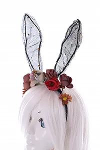 Обруч на голову Зайка C-75 с цветными цветами, ушки кролика, аксессуары для волос synthetic.ua - Фото 1