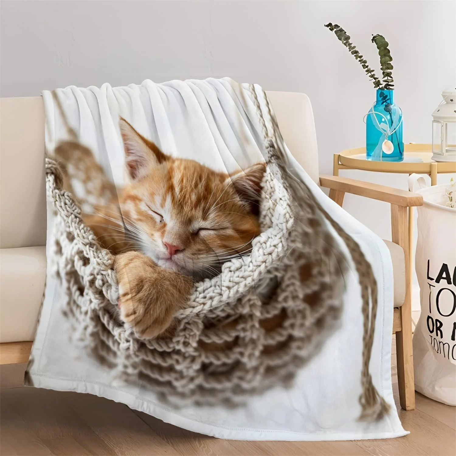 Флісова Покривало Тварини Сплячий кіт 130x150 см, фото №2 Флісова Покривало Тварини Сплячий кіт 130x150 см, фото №2