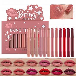 Олівець для губ 12x Press Lipstick Pen, зволожуючий блиск, гладкі відтінки - Фото 1