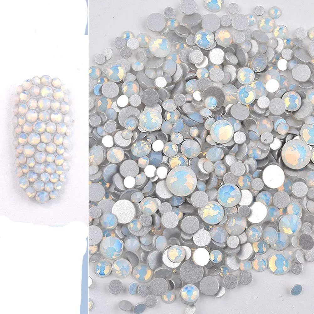 Кристаллы для ногтей 1400 шт AB Стразы для ногтей Плоские блестки Стеклянные шармы Самоцветы для украшения ногтей 6 размеров, 4 цвета Белый Зеленый Голубой Розовый, фото №8