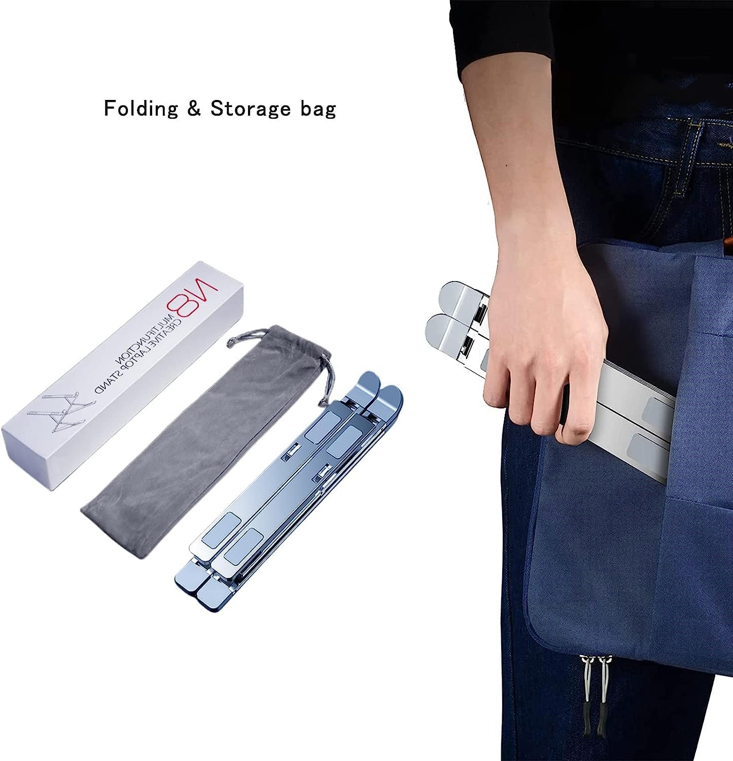 Підставка для ноутбука алюмінієва ергономічна для столу, з регулюванням висоти на 7 + 9 рівнів, складна сумісна з усіма ноутбуками 10-17 дюймів, фото №3